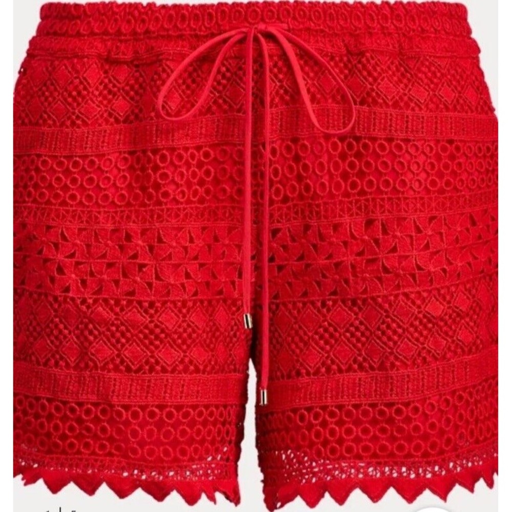 Lauren Ralph Lauren Women's  Red Lace Eyelet Shorts SZ 8 NOT